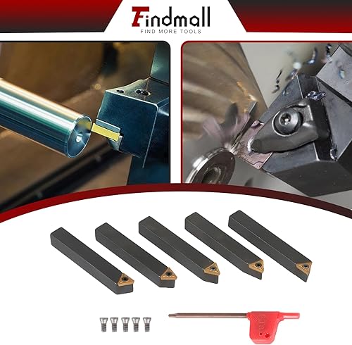 Miniatura 7 de findmall 5 unids 38 pulgadas torno de carburo indexable torno de herramientas de torneado de metal herramientas inserta bits con insertos de carburo