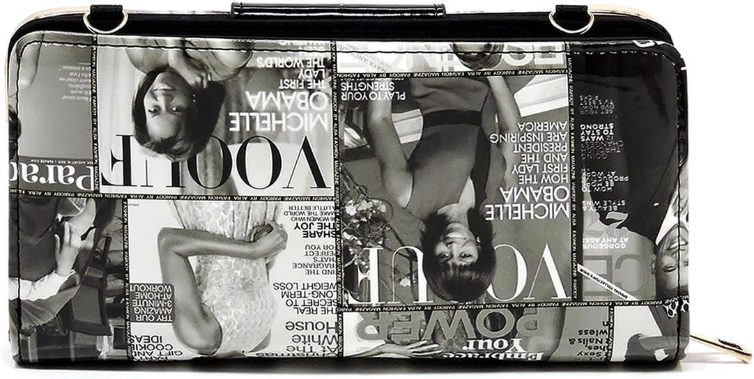 Glossy Michelle Obama Magazine Cover Collage Wallet Womens Wallet (1-Black/White)