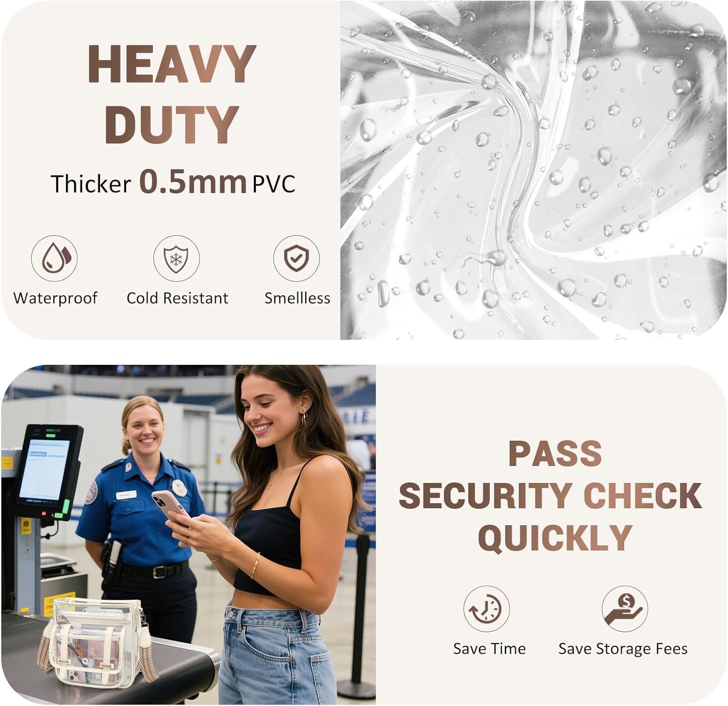 Clear Purse, PVC Clear Crossbody Bags for Women Heavy Duty Transparent Bag for Stadium Events See Through Concert Bag - Image 5