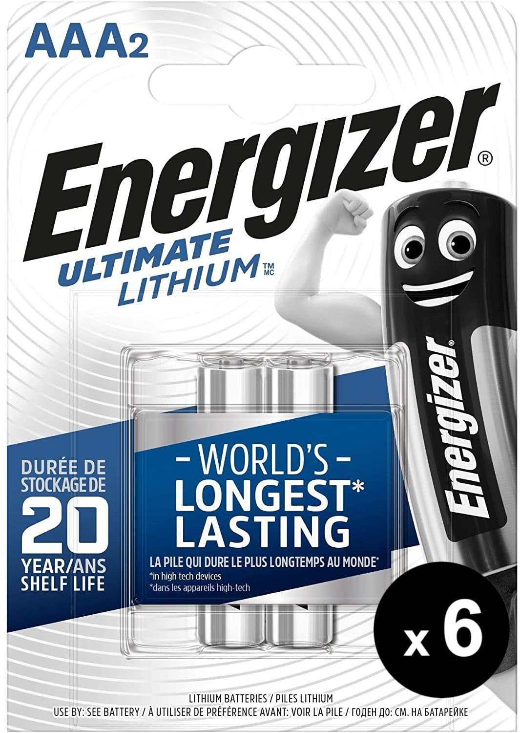 Energizer Ultimate Lithium – Lote de 6 Blisters de 2 pilas L92 AAA Micro LR03