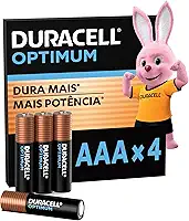 Duracell Pilhas Optimum AAA Palito Pack 4 Unidades – Dura Mais Mais – Para Controle de Videogame e Brinquedos