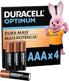Duracell Pilhas Optimum AAA Palito Pack 4 Unidades – Dura Mais Mais – Para Controle de Videogame e Brinquedos