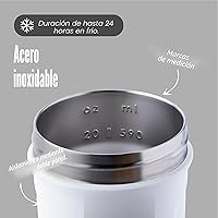 Vista 3 de BlenderBottle Strada Shaker Cup - Botella de agua aislada de acero inoxidable con batidor de alambre, 24 onzas, color blanco Insulated, Water