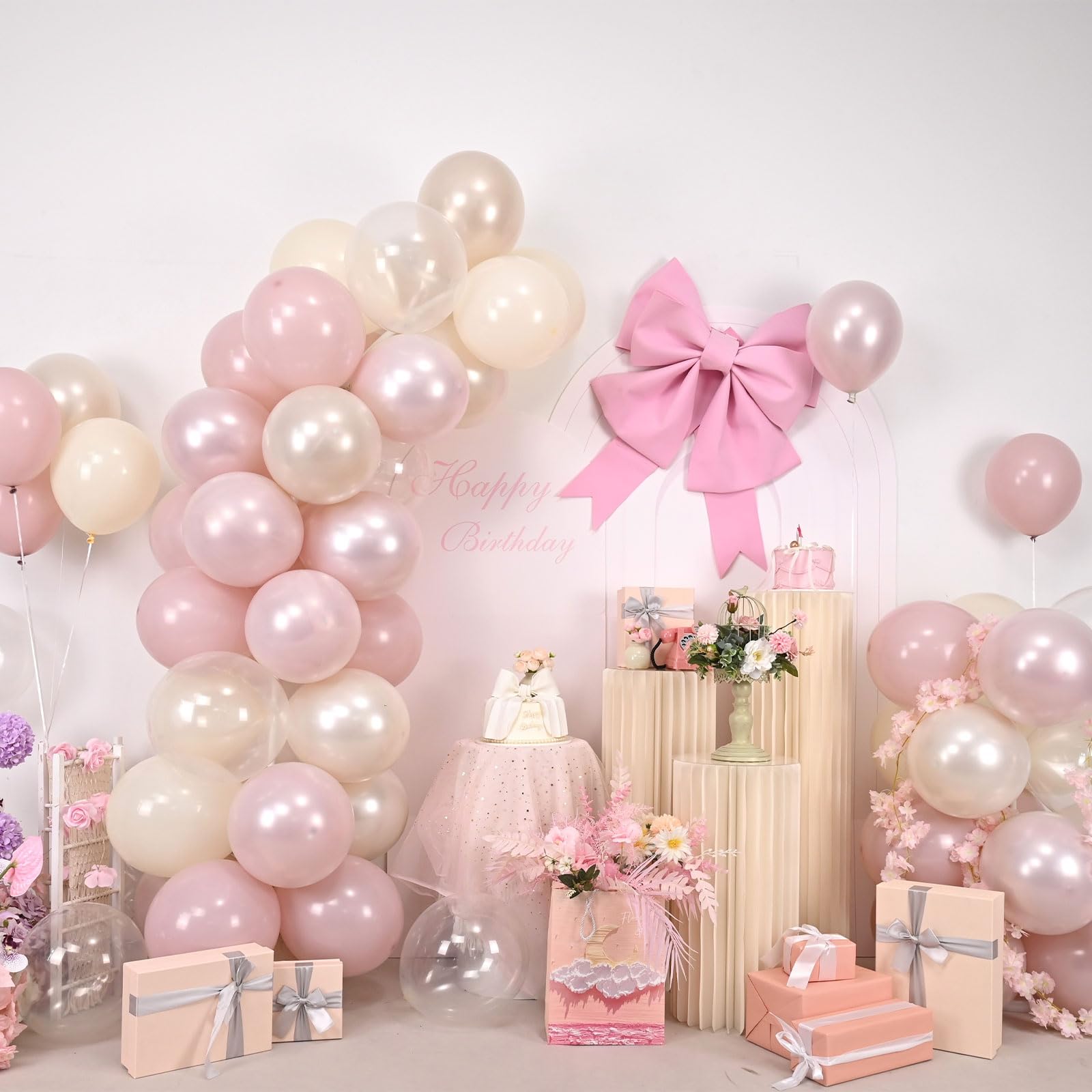 Zakurzone różowe balony, 50 szt., 30 cm, podwójny wypchany różowy i perłowy balon, przezroczysty balon dla kobiet, dziewcząt, baby shower, wieczór panieński, ślub, boho, dekoracje na przyjęcie