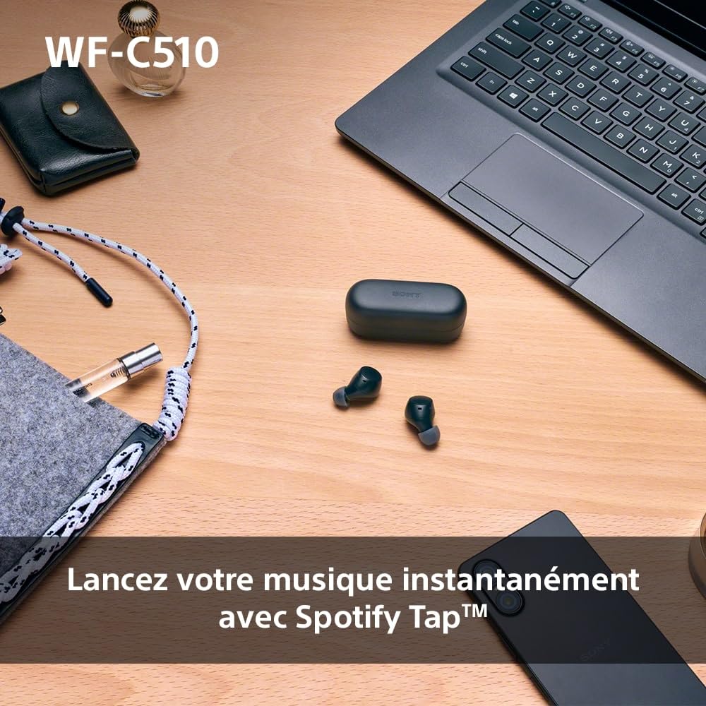 Sony WF-C510 Truly Wireless Kopfhörer - Kleine, leichte Bluetooth In-Ear-Kopfhörer mit Multipoint-Connection, Ambient Sound, IPX4 Rating, Spotify Tap, iOS & Android - blau (Generalüberholt)