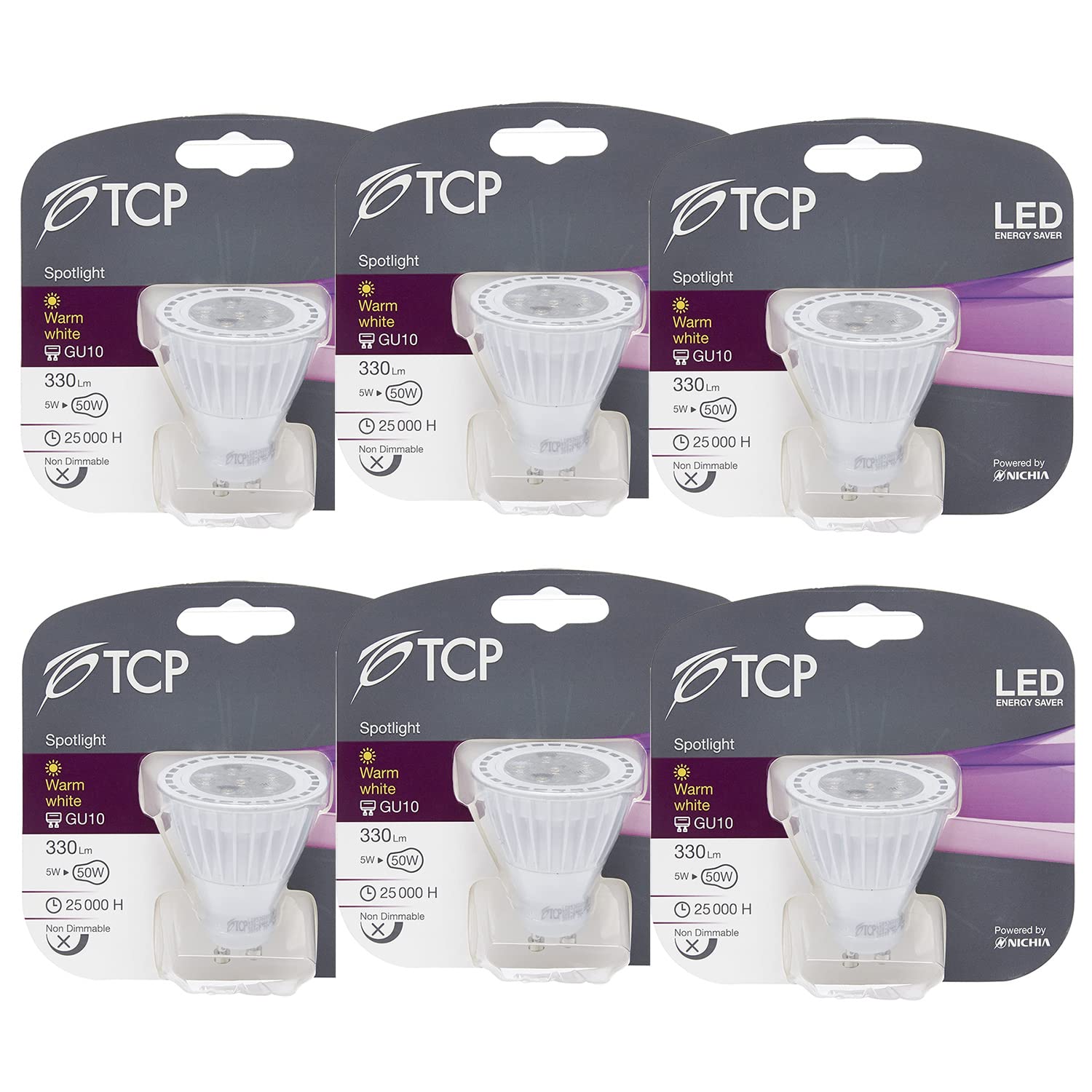 GU10 5 Watt LED Halogen Spotlight Replacement, Pack of 6, White