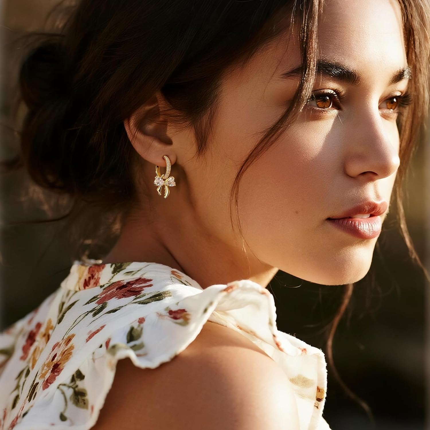 Sonateomber Gold Silver Small Hoop Dangle Earrings for Women, Trendy Dainty Rhinestone CZ Dangling Prom Wedding Leaf Flower Snowflake Butterfly Starfish Fashion Jewelry Gift - Image 2