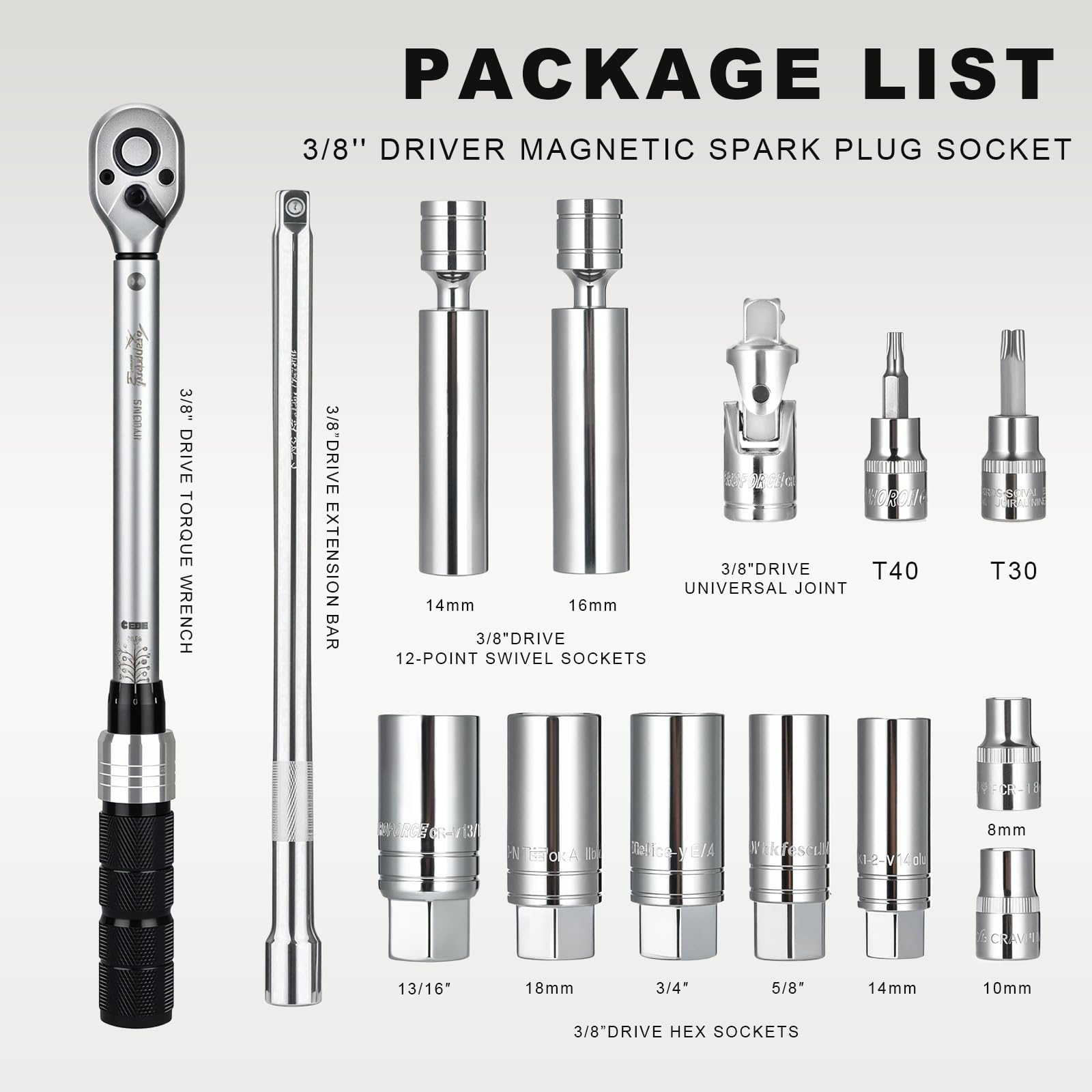 Amazon.com: AEROFORCE 14PCS 3/8-Inch Drive Swivel Magnetic Spark