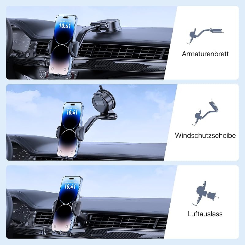 Miracase autós telefontartó 360° forgatható univerzális autó telefon tartó szellőzőrácsra - Suction cup and ventilation