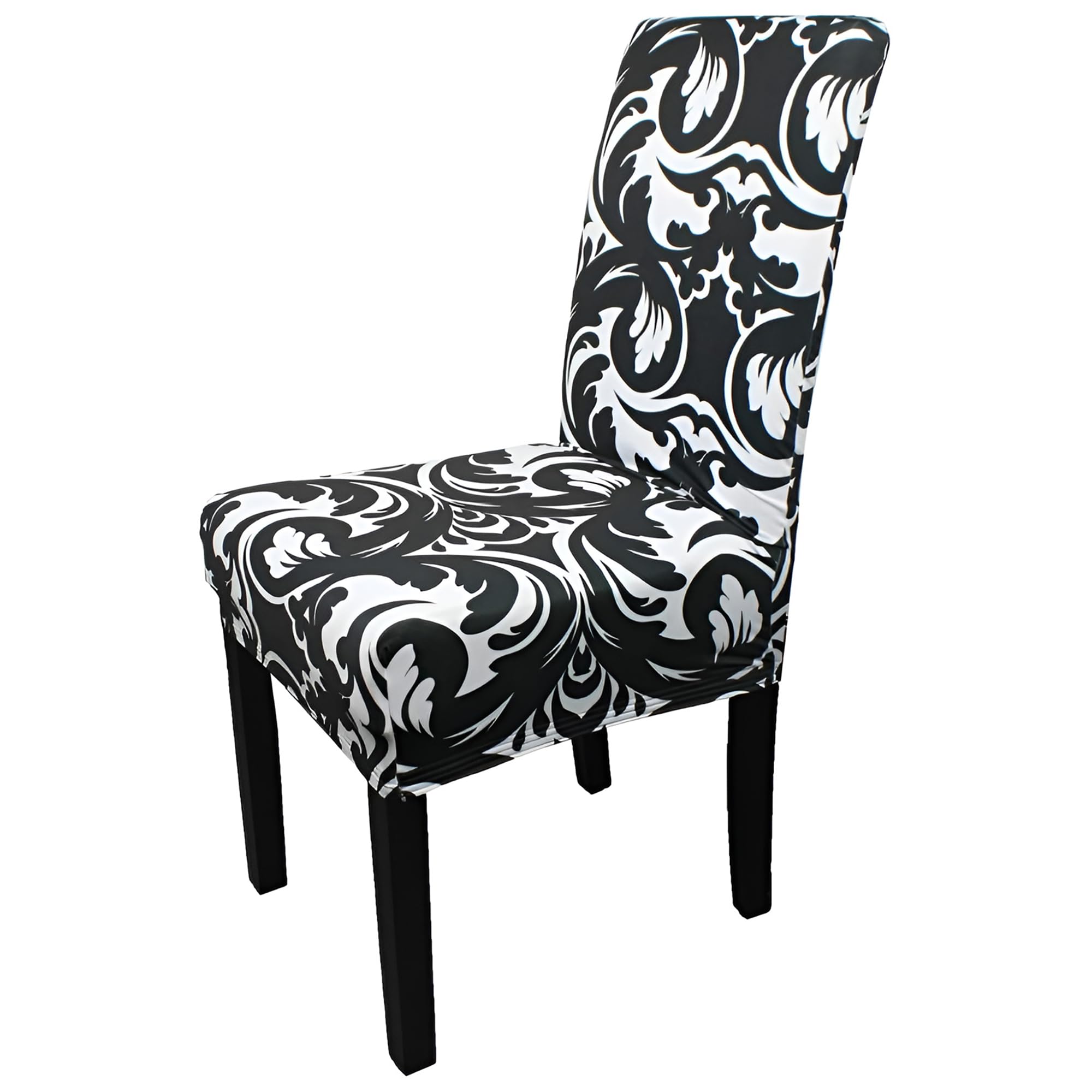 Trimming Shop High Back Dining Chair Covers, Abstract Zebra - Black, 1 Pack โ image 1