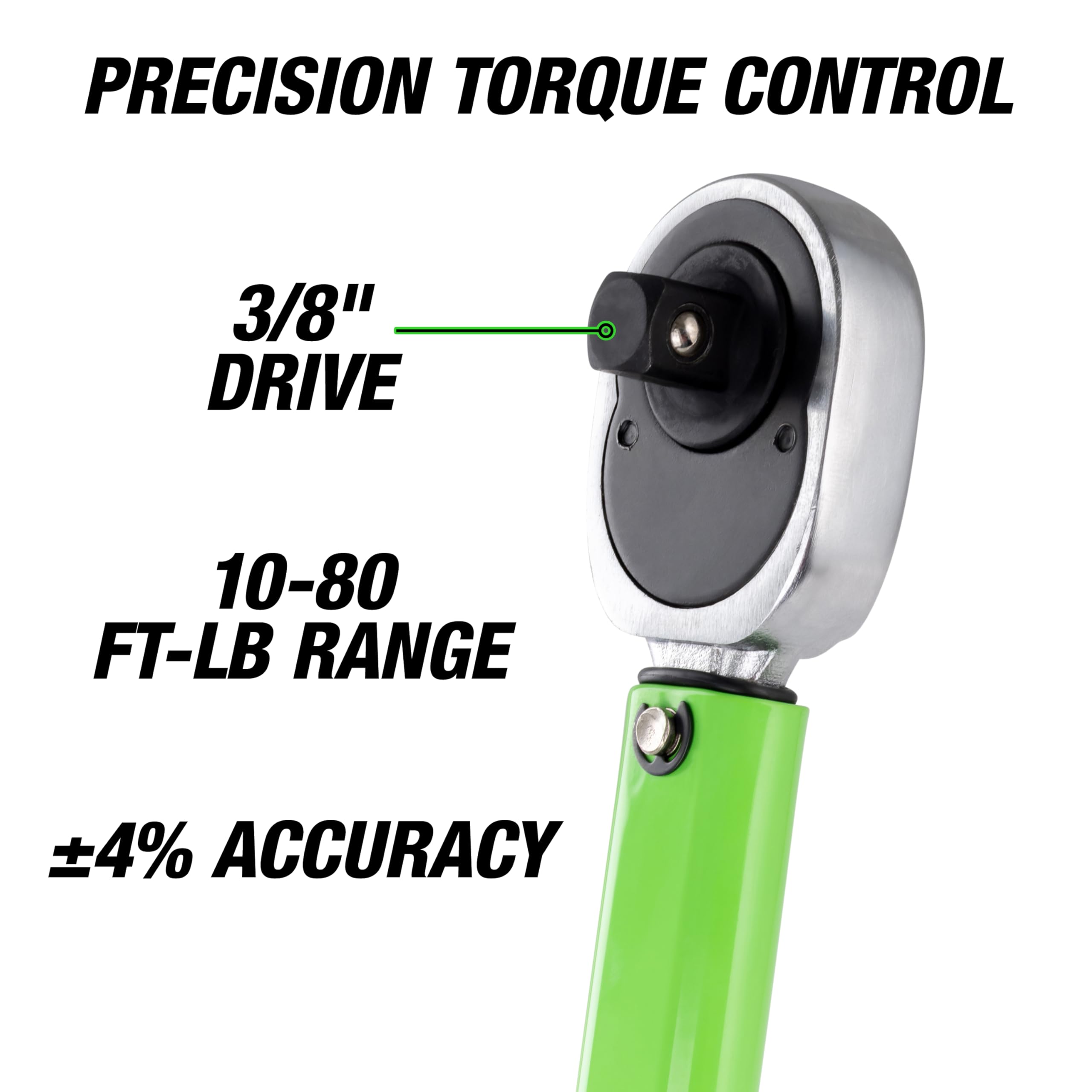 OEMTOOLS 25694 3/8” Drive Click-Style Torque Wrench | Green | 14.5