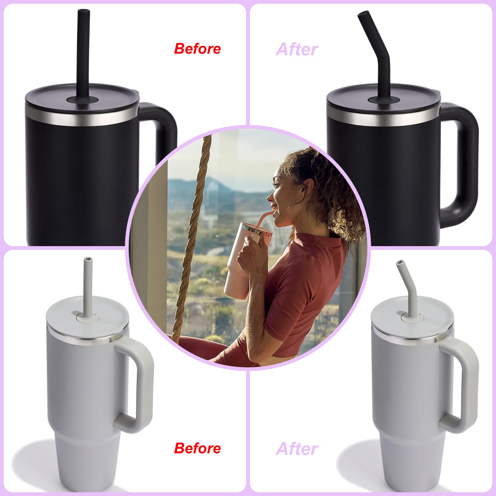 Ersatz-Trinkhalme Für Hydro Flask – 4 Stück, Passend Für 1,2 L, 907 Ml, 794 Ml, 567 Ml, Mit Bürste