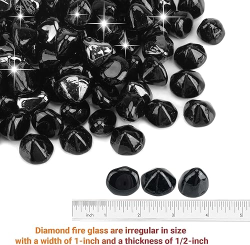 Miniatura 2 de Skyflame Diamantes de cristal de fuego de 10 libras para paisajismo de chimeneas de hoguera, diamantes de fuego de vidrio reflectante de 12 pulgada,