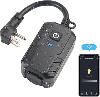 BN-LINK Smart Dimmer Plug, WiFi Outdoor Dimmer for String Lights, LED, Filament, Halogen lamp, APP Remote Control and Google Assistant, Alexa Outdoor Smart Plug, Requires 2.4 GHz Wi-Fi, Waterproof