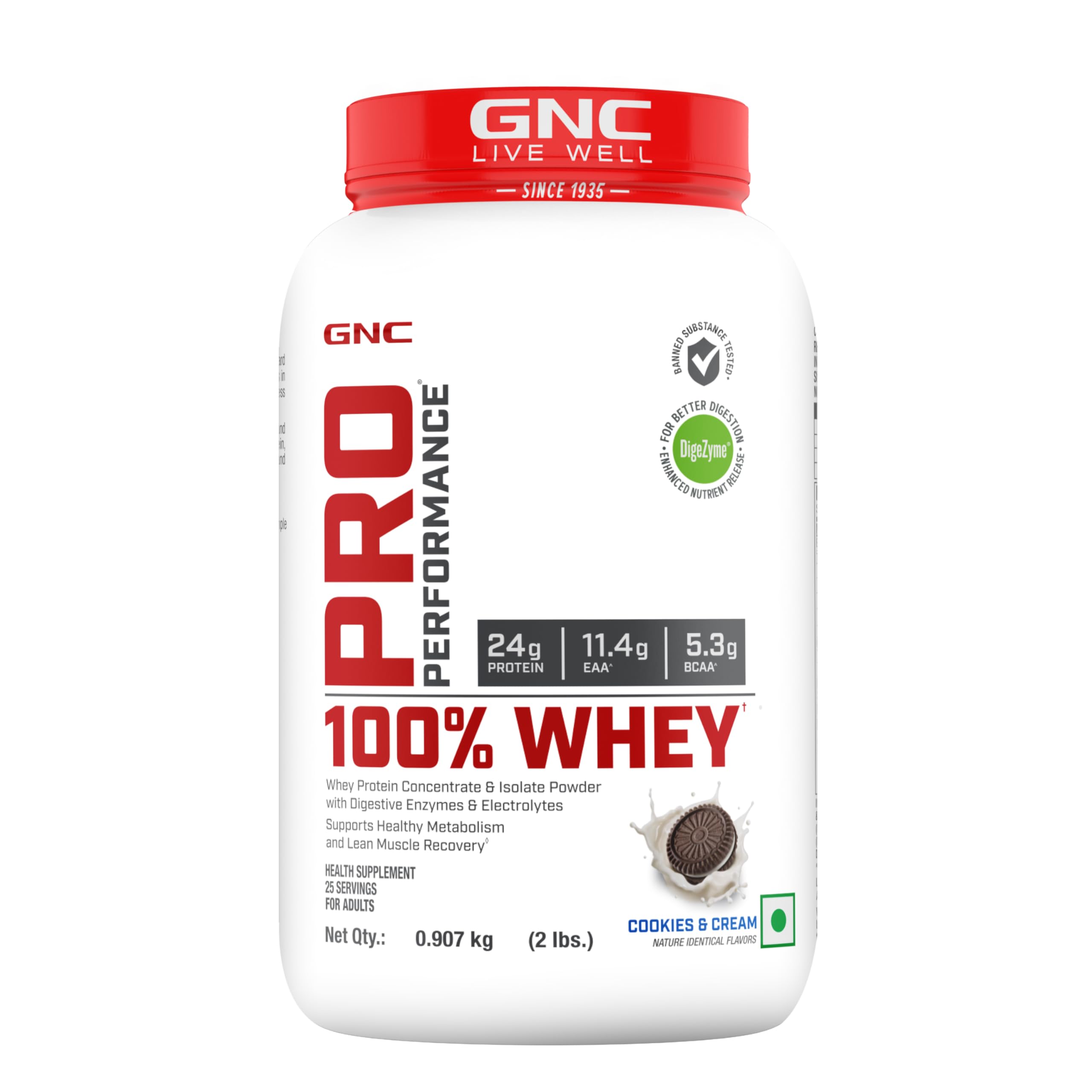 GNC Pro Performance 100% Whey Protein Powder | Boosts Strength & Endurance | Builds Lean Muscles | Fastens Muscle Recovery | Formulated In USA | 24g Protein | 5.5g BCAA | Cookie & Cream | 2 lbs (B0D6YZSKSR) Amazon Price History, Amazon Price Tracker