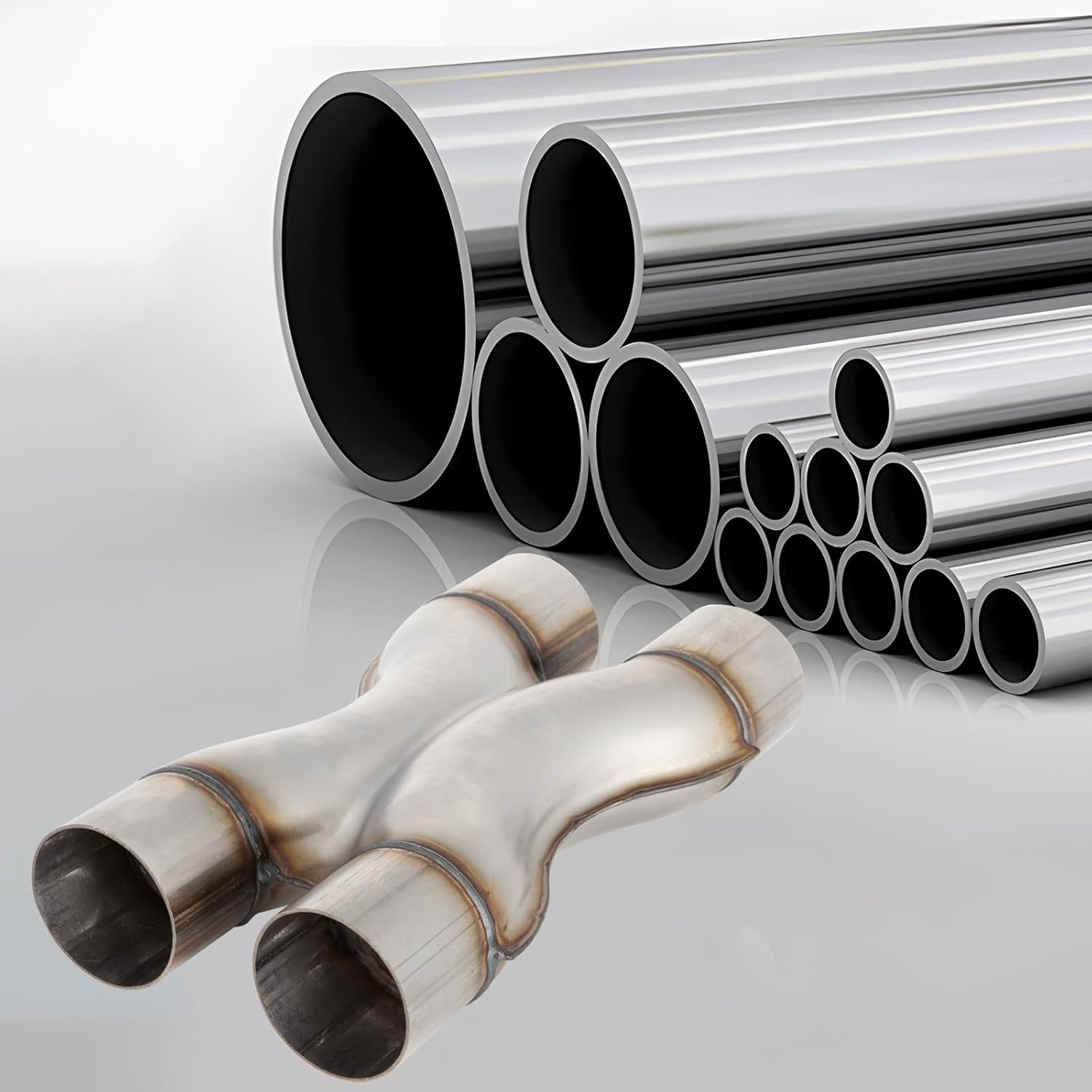 2.5 Inch Exhaust X Pipe,Universal Stainless Steel Exhaust X Pipe Exhaust Tip, 2.5" Inlet 12" Long Crossover X Tube