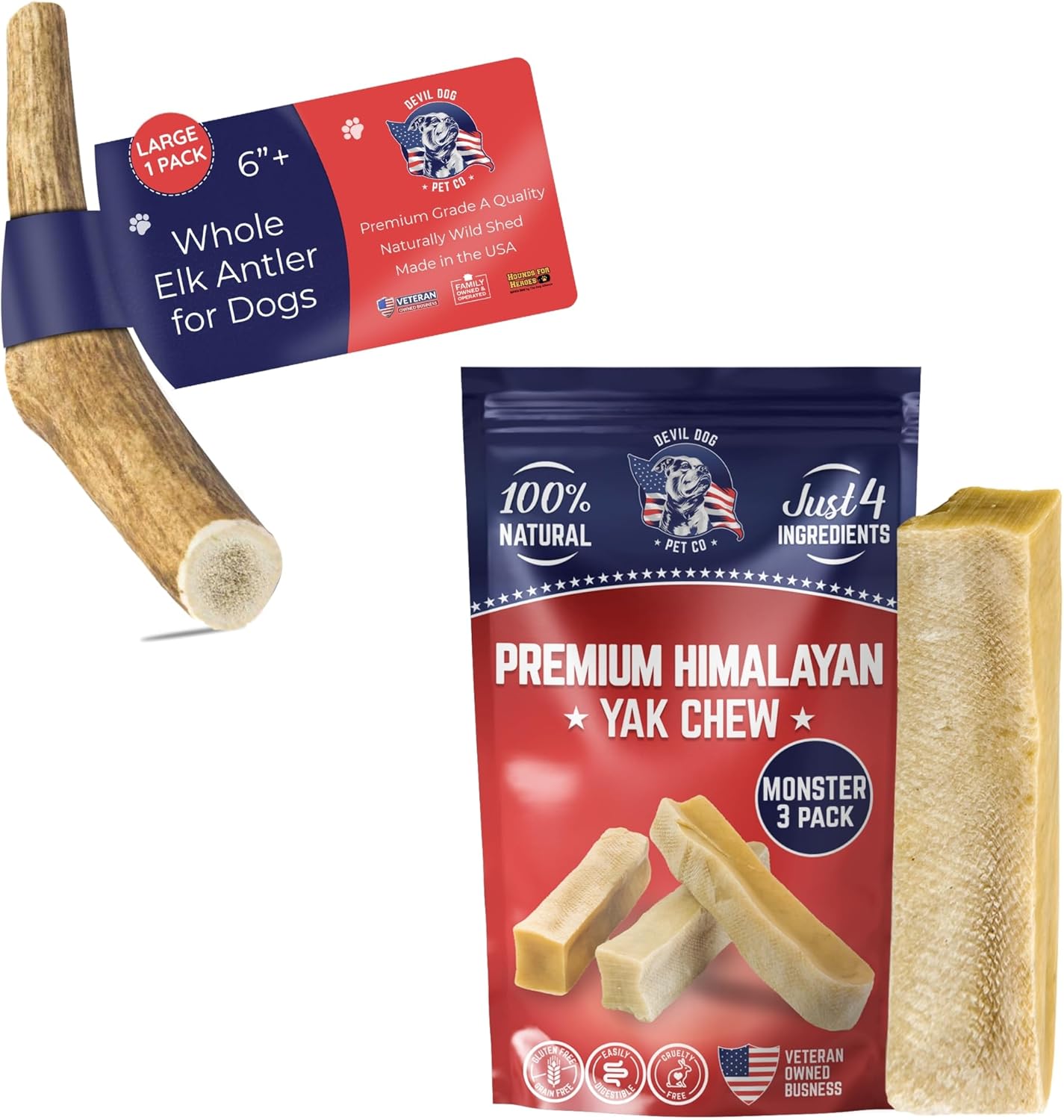 Devil Dog Pet Co (1 3pk Monster Yak Chew + (1) Large