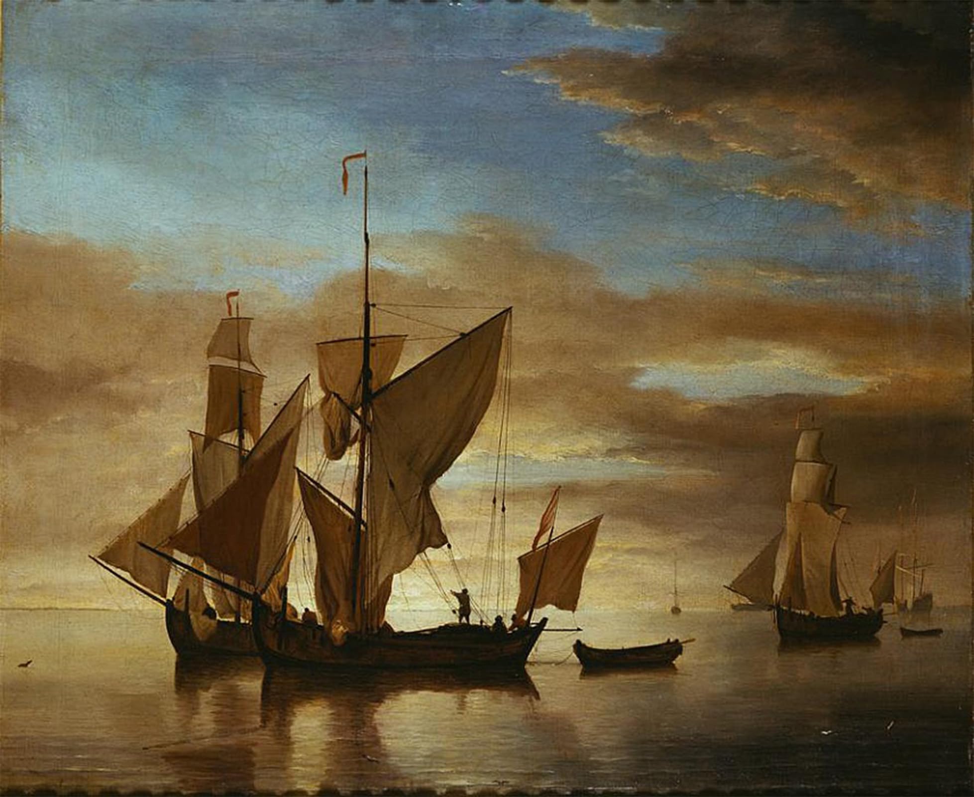 SERENDIPITP Aesthetic Poster Photo Wall Print Retro Picture Ships on Calm Sea in Evening Light by Willem Van De Velde the Younger Modern Wall Artwork for Home Decor 60x90cm