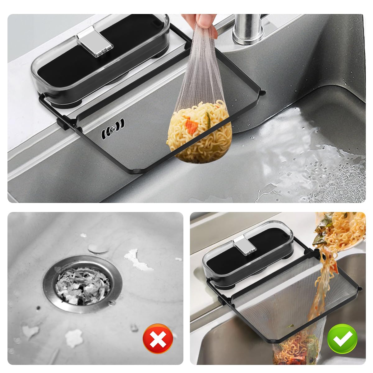 Filtro Lavello A Ventosa - Pratico Scolapasta Per Cucina E Bagno Con 50 Sacchetti Filtranti Inclusi - Foto 10