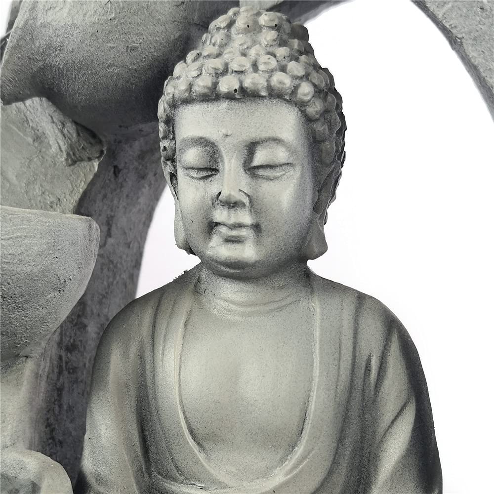 Fontaine d'intérieur Bouddha - Décoration zen et Feng Shui - Fontaine de table avec boule roulante - 4 couleurs - Résine synthétique - Décoration de table de bureau à domicile