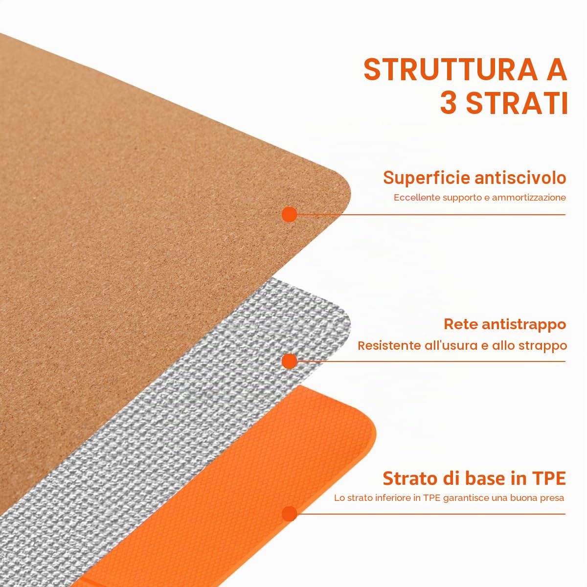 EKE Tappetino da yoga pieghevole, spessore 5 mm, dimensioni standard, pieghevole, leggero e portatile, adatto per yoga, pilates, fitness, sport, allenamento, fornito con borsa per il