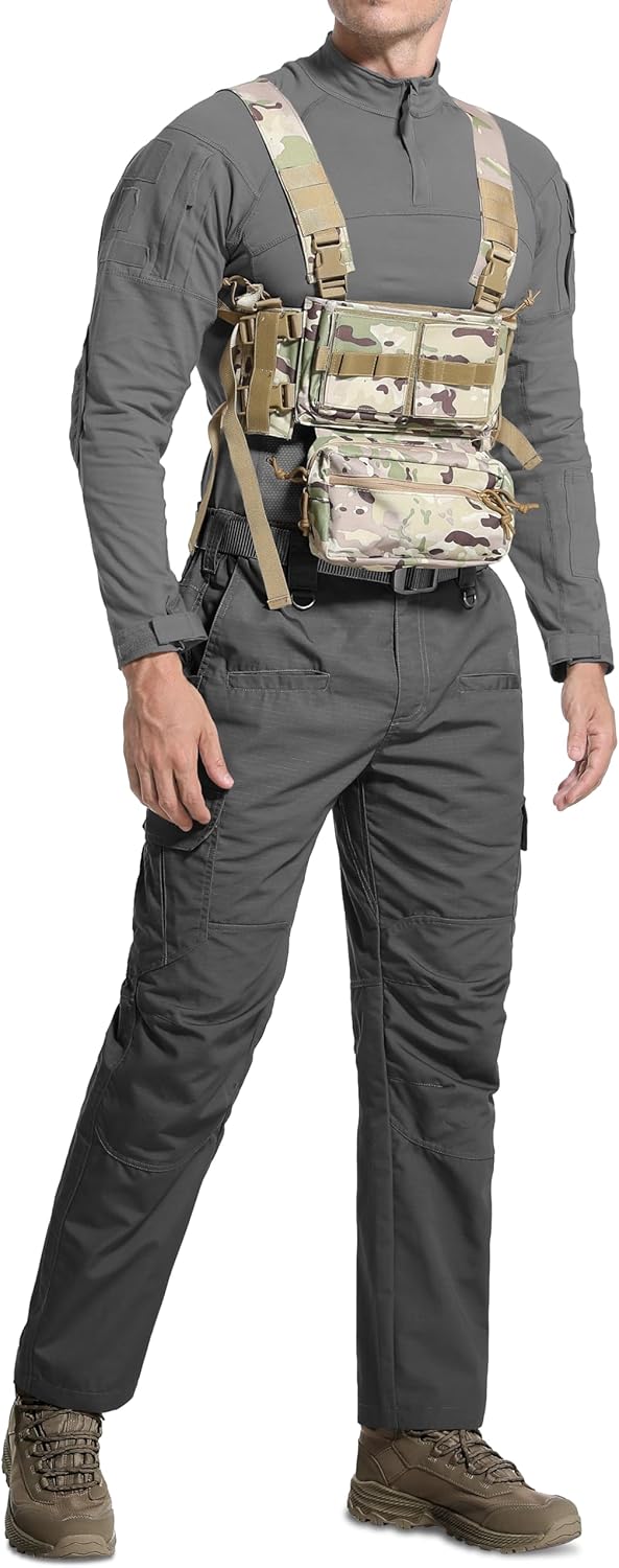 Men's Tactical Pants Lightweight Water Resistant Cargo Pants Flex Ripstop EDC Work Hiking Outdoor Pants Dark Grey 32W x 34L - Image 4