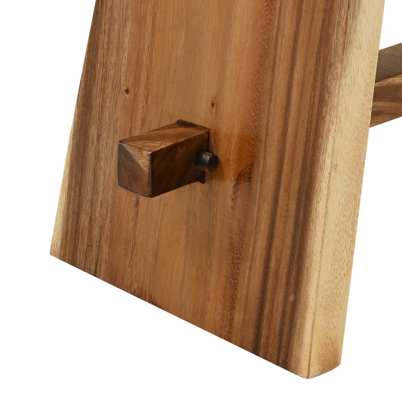 Générique Stołek prysznicowy z litego drewna Suar 50x30x44 cm, ręcznie robiony stołek łazienkowy z blatem z żywicy i szkła, nowoczesny design do roślin lub akcesoriów, maksymalne obciążenie 110 kg