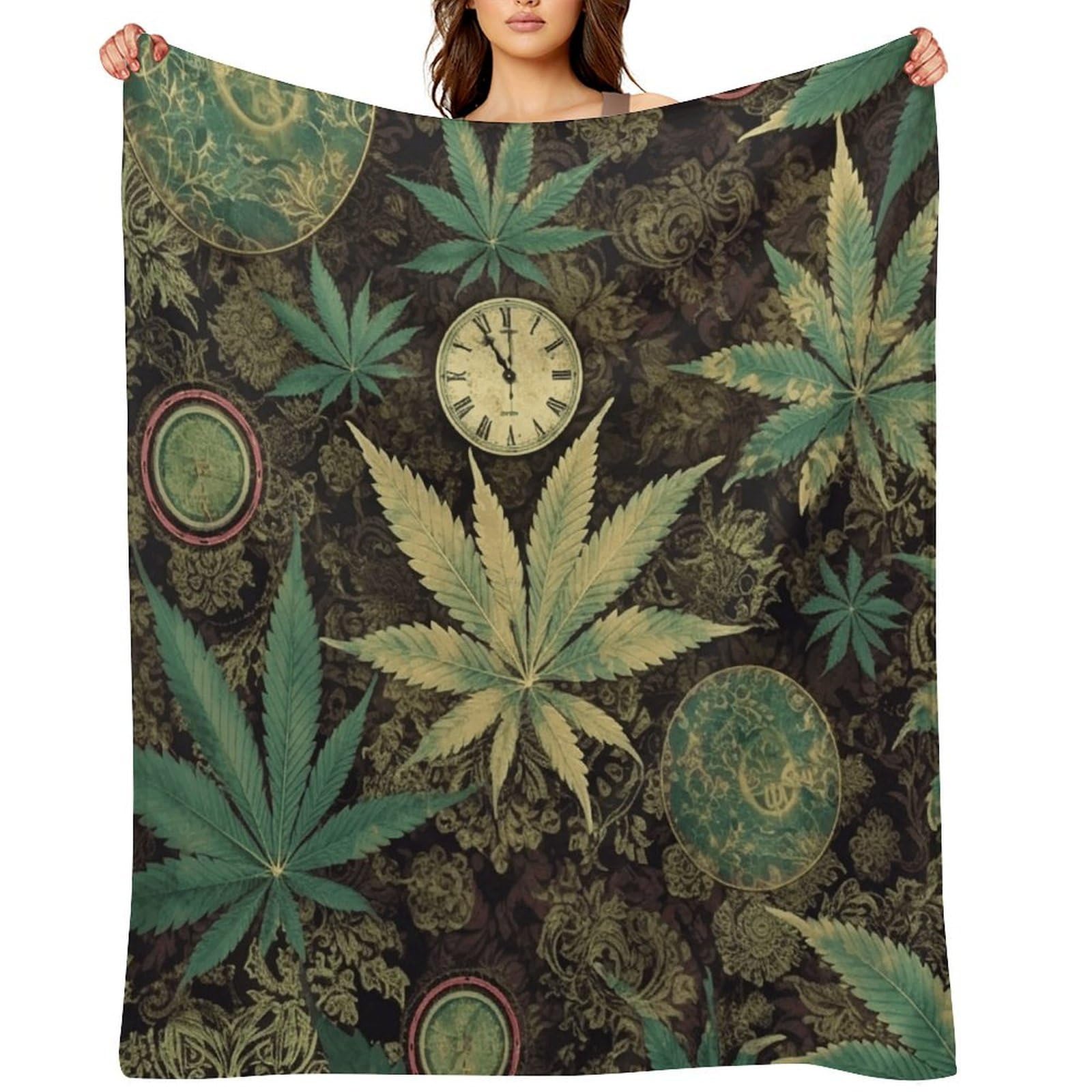 Flannel Fleece Throw Blanket - 30"x40" Super Soft Plush,Lightweight Wrinkle Resistant Cozy A Puff in Time Weed Marijuana Blanket for Couch Sofa Bed Travel Camping and Gift