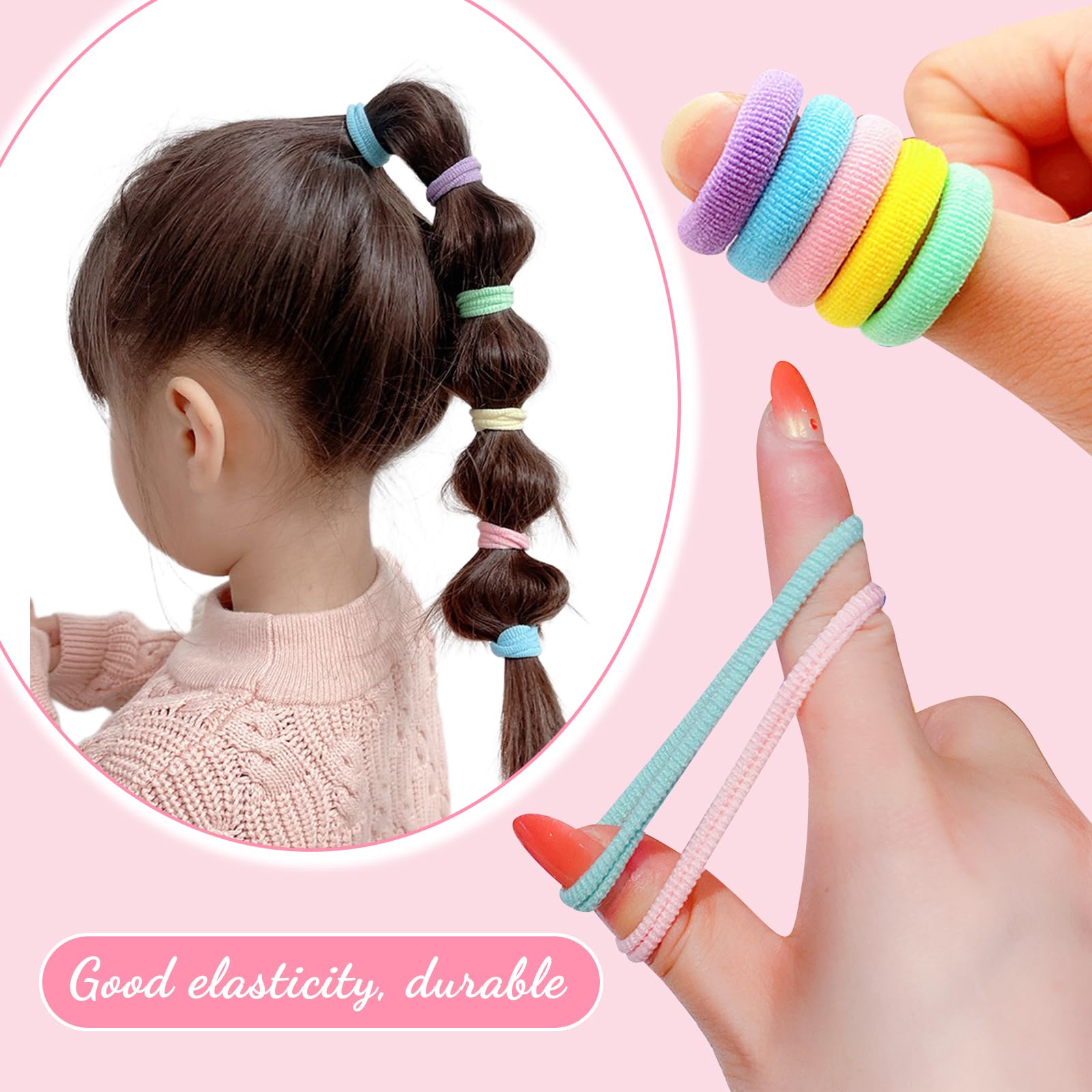 DAVBNM 300-Pack Baby Hair Bands for Girls Kids Seamless Elastic Hair Ties Toddler Bobbles No Damage for Thick Hair Multicolor - Image 3