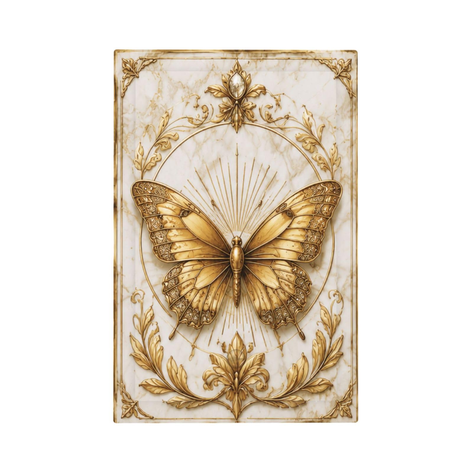 Xuejiaku Single Blank Decorative Light Switch Covers Gold Butterfly Vintage Ornate Marble 1 Gang No Device Outlet Covers Wall Plate Luxury Baroque Style Switchplate Dimmer Faceplate for Bedroom Decor