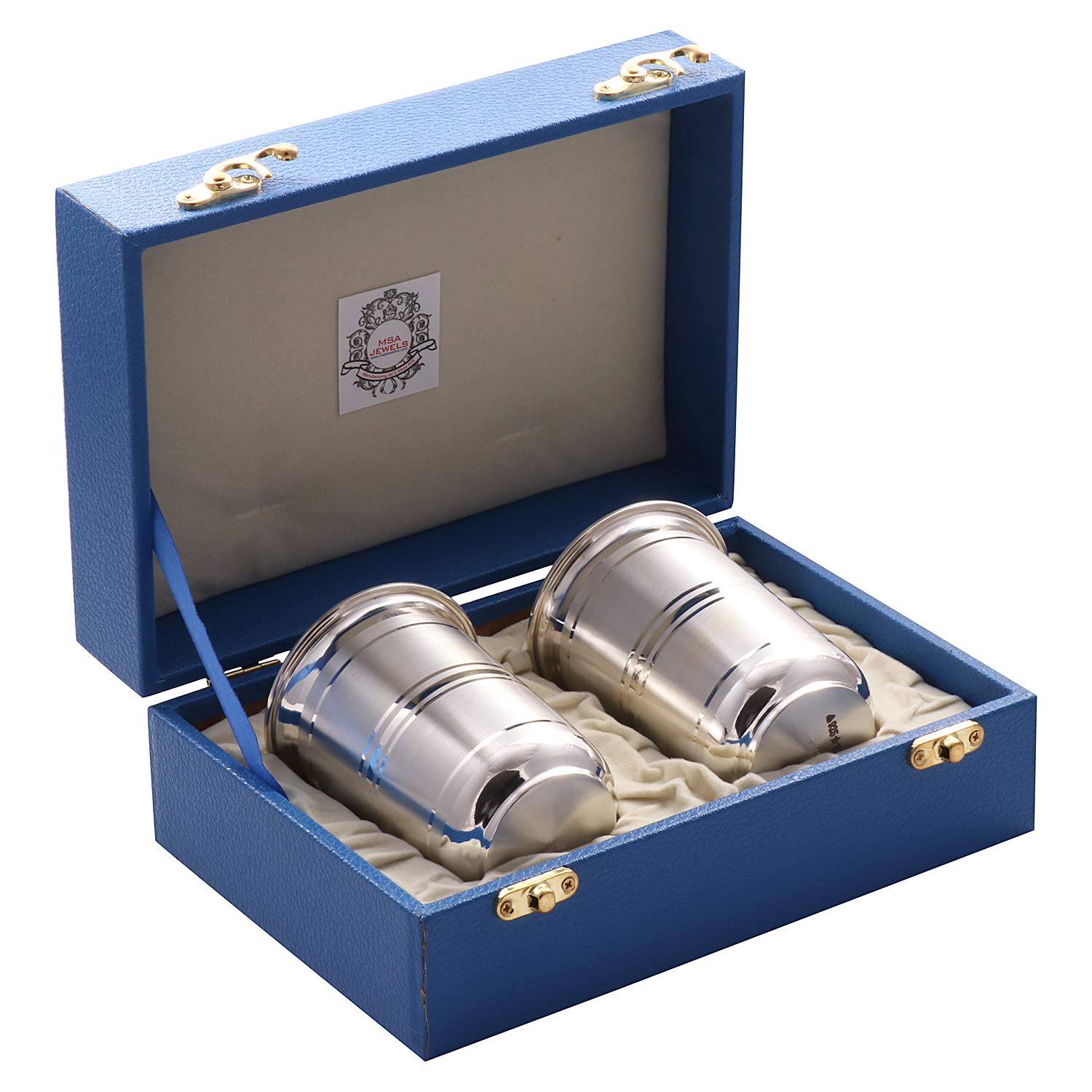 Msa Jewels 92.5 Hallmark Certified Silver Glass Set (10 CM X 7.5 CM, 115 GM)