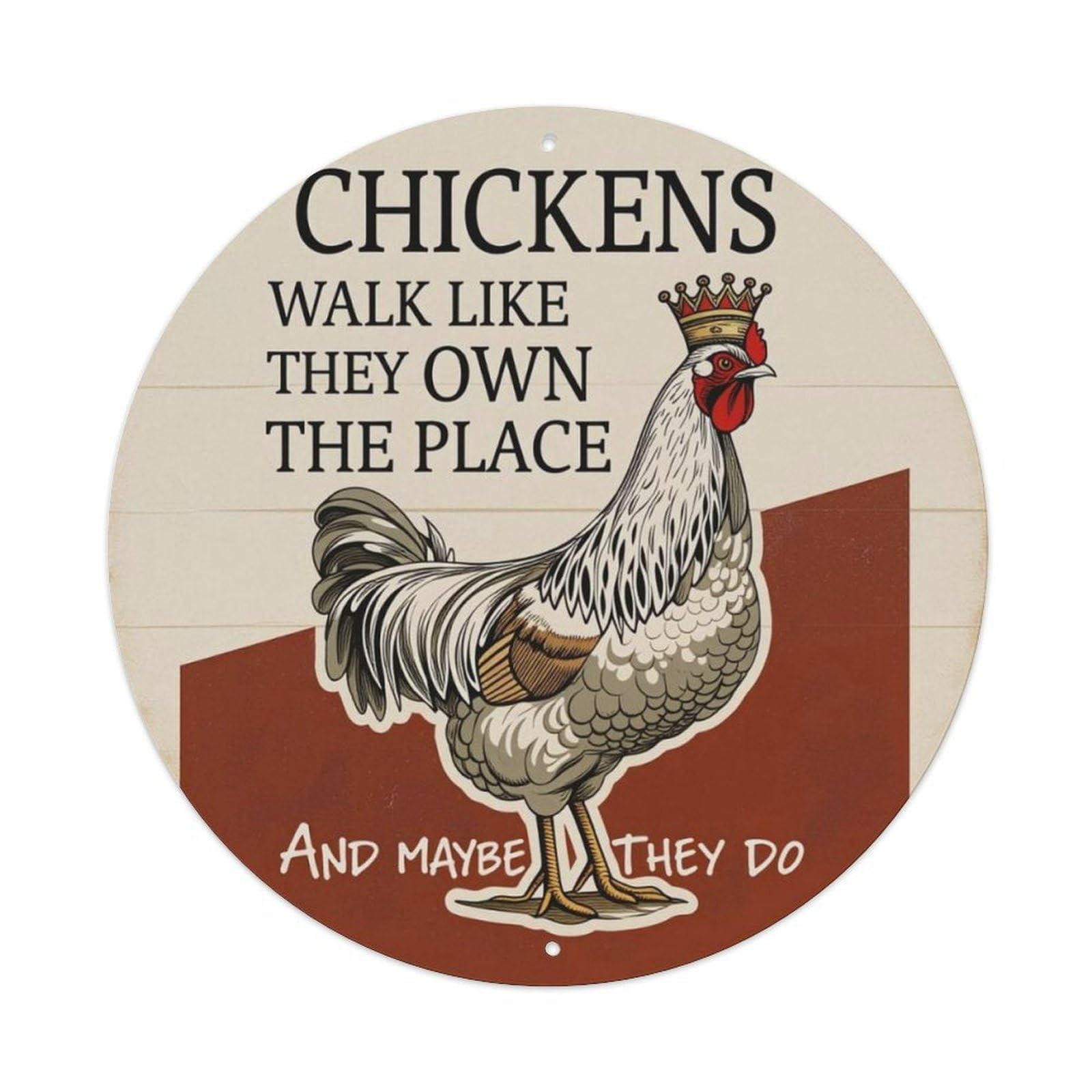 Vintage Farm Chicken Round Metal Tin Wall Sign Vintage Aluminium Metal Sign, Retro Wall Decor for Home, Bar, Garage & Farmhouse 20x20cm