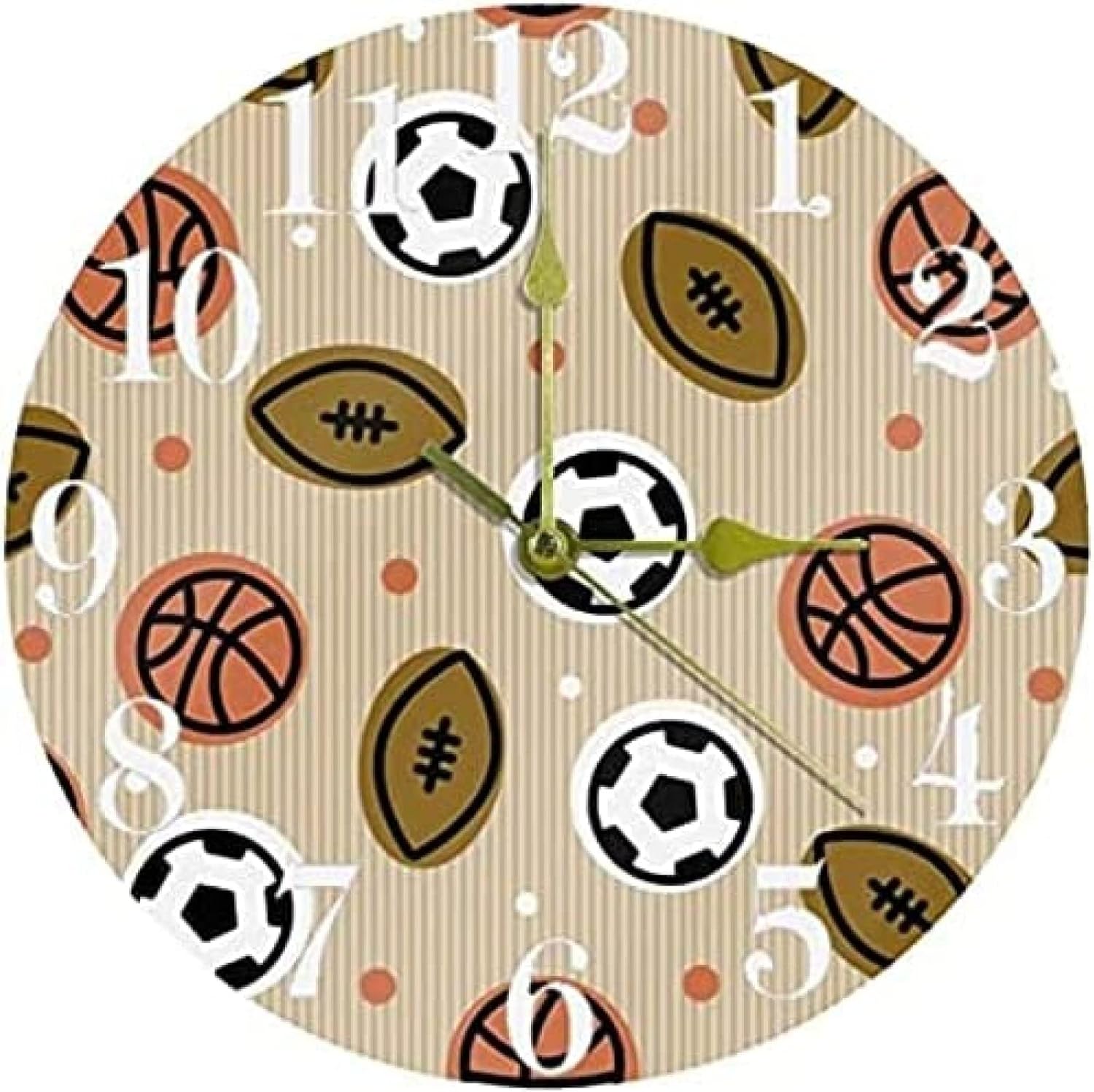 Amazon.co.jp ウォールクロックサッカーフットボールウォールクロック、12インチのサイレント非カチカチ音をたてるクォーツバッテリー