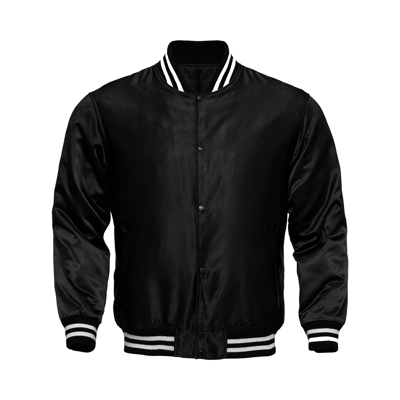Genz Men Women Bomber Jacket Satin Polyester Vintage Army Biker Retro Zip Up Casual Coat (Black, 4X-Large)