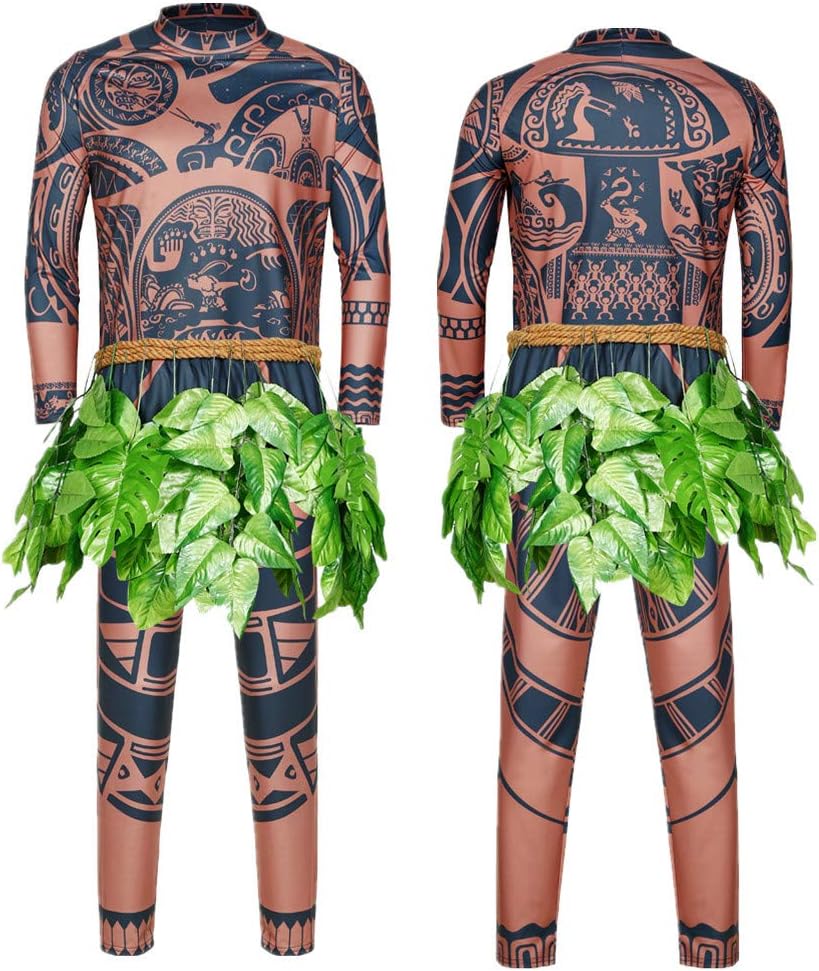 Toroki Shotou Maui Tattoo Cosplay Costume Pants Halloween Cosplay Costume Maui Costume Adult Men, Brown, XX-Large