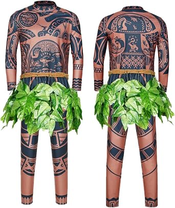 Men Tattoo Cosplay Costume Unisex Adult Cosplay Costume Leaves Rope Outfit Set Halloween