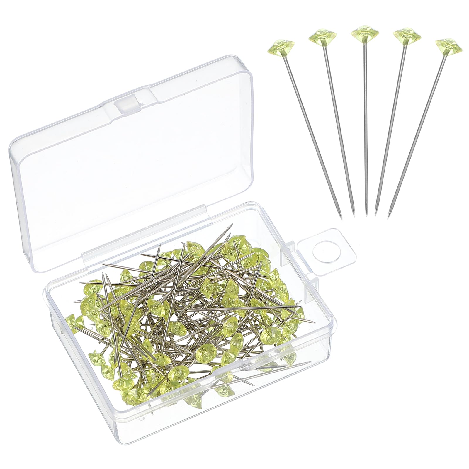sourcing map 200pcs Bouquet Pins, 1.5 Inch Corsage Pins Flower Straight Head for Wedding Sewing Decoration DIY Craft, Yellow