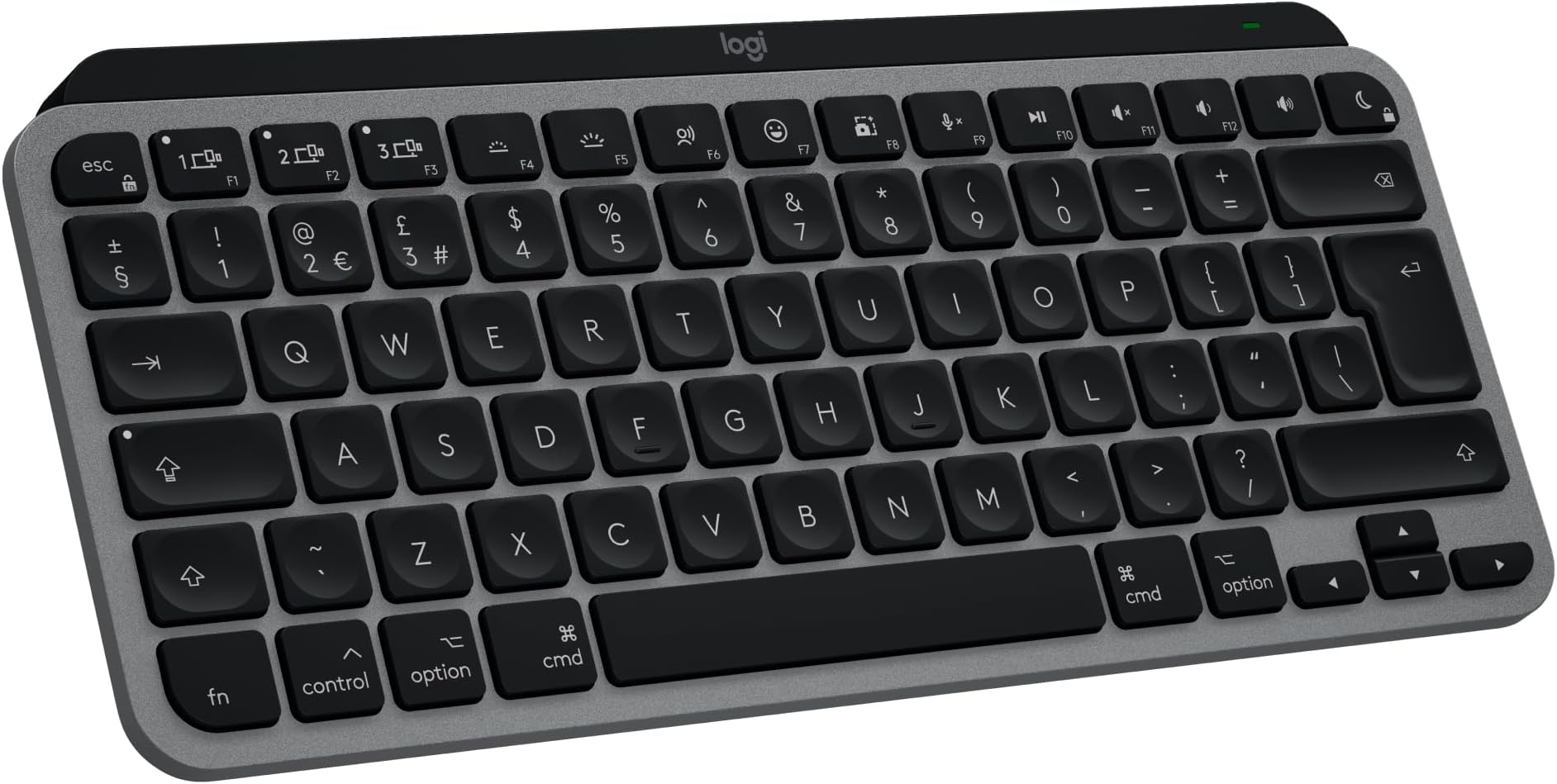 MX Keys Mini for Mac Minimalist Wireless Keyboard for MacBook Pro,Macbook Air,iMac,iPad, Compact, Bluetooth, Backlit Keys, USB-C, Fast, fluid Typing, QWERTY UK English Layout - Grey