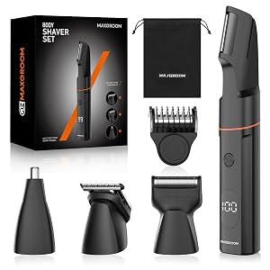 MAXGROOM Manscape Body Hair Trimmer for Men Waterproof Pubic Groin Ball Shaver No-Nick Mens Electric Grooming Kit with