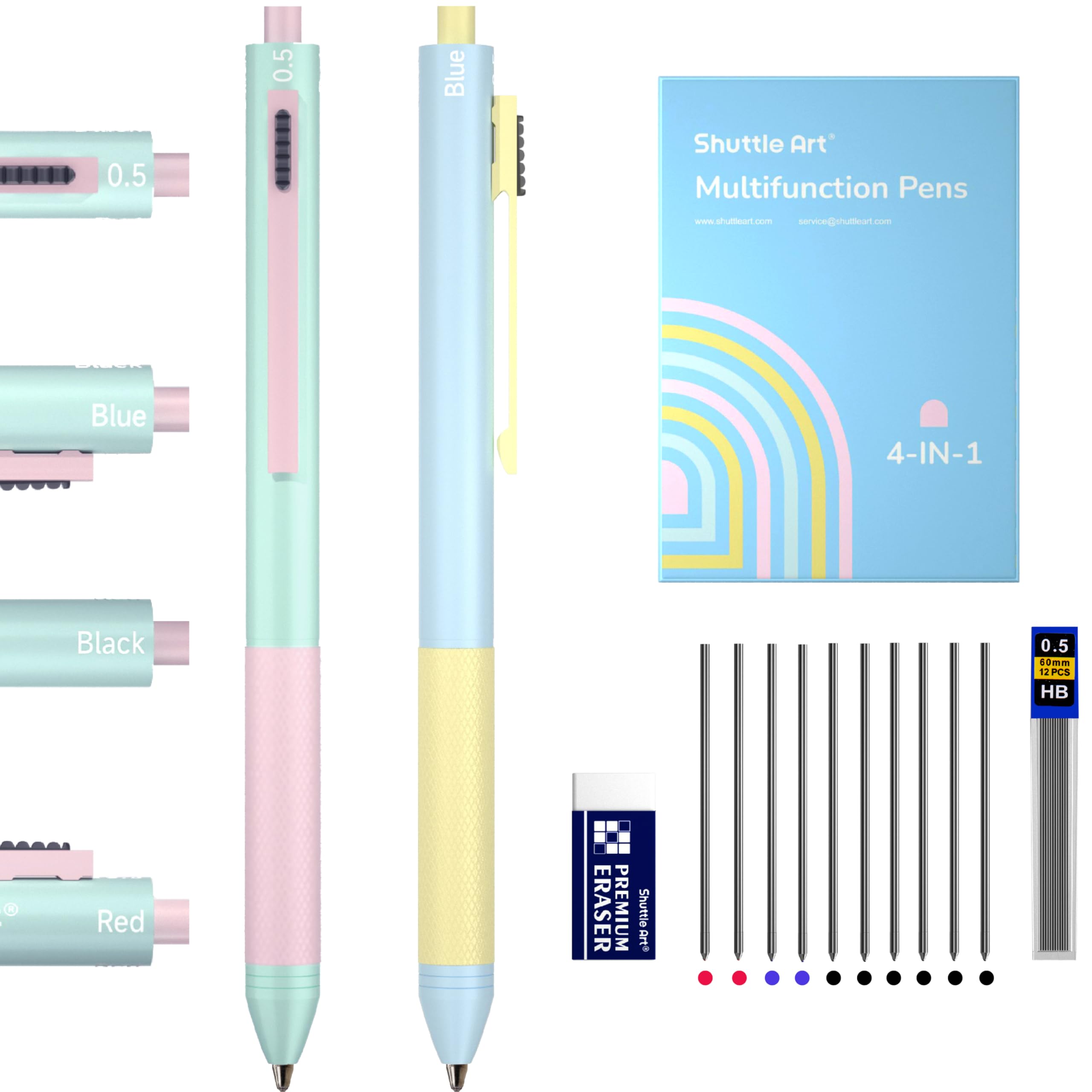 Amazon.co.jp: Shuttle Art 多機能ペン 2本セット 4色ボールペン 1mm