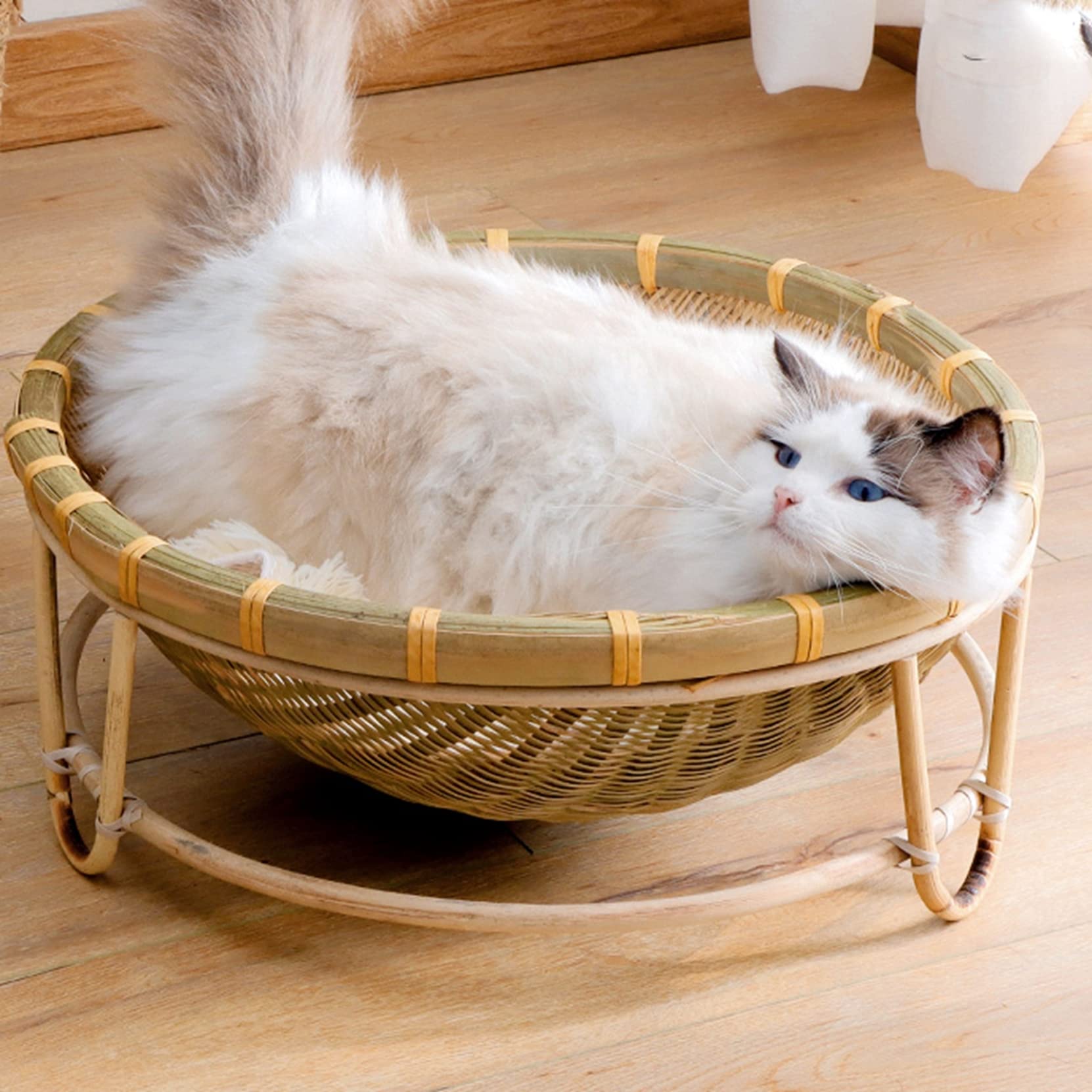 Amazon | TAKEY竹編み ペットベッド 猫用ハウス ラタン 手編み 天然