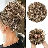 Vista 39 de CJL HAIR Extensiones de cabello ondulado y rizado grande con moño desordenado, extensiones de cabello sintético para coleta de caballo, extensiones