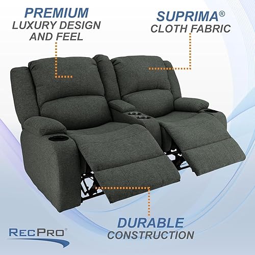 Miniatura 40 de RecPro Charles Powered - Sofá reclinable doble y sofá biplaza Muebles de pared Hugger RV – Tela de avena de 80 pulgadas