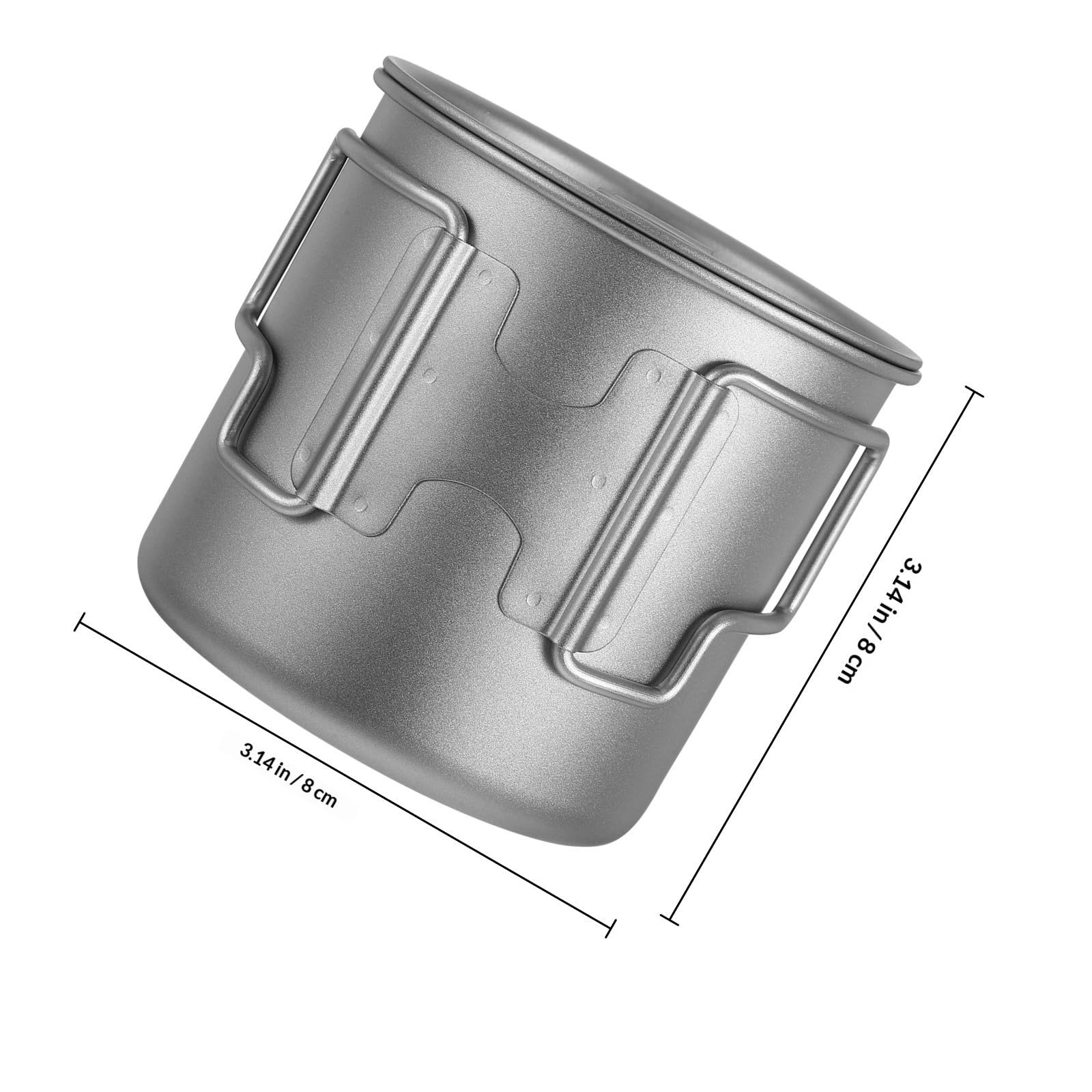Tasse Pliable de Camping en Titane avec Poignée Rabattable et Couvercle, Légère et Polyvalente pour Pique-niques en Plein Air ou Bureau, avec Paquet de Rangement