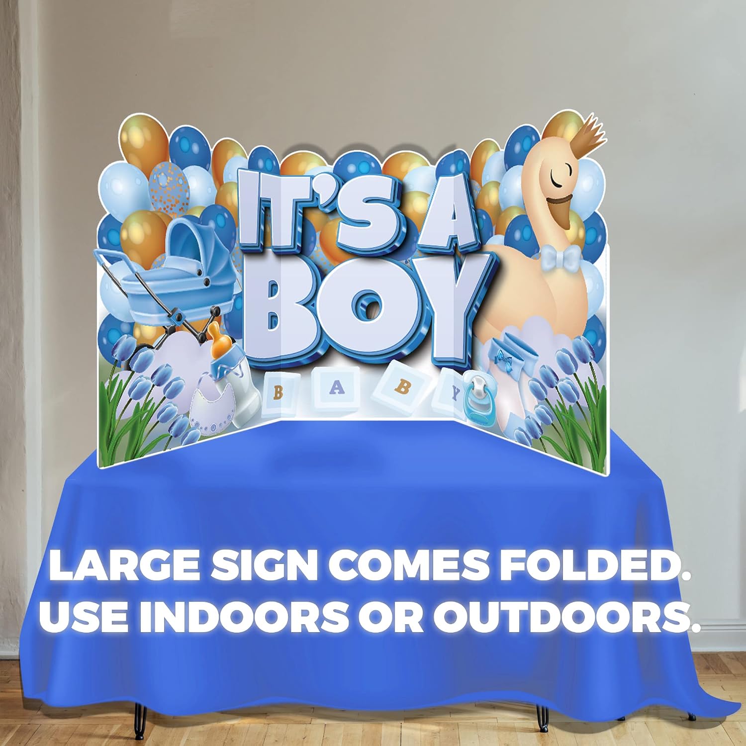VictoryStore Jumbo It’s A Boy Blue Yard Signs with Stakes, 72x36 Inches, It's A Boy Oversized EZ Yard Card 7 Pcs, Welcome Home Baby Lawn Sign Gender Reveal Baby Shower