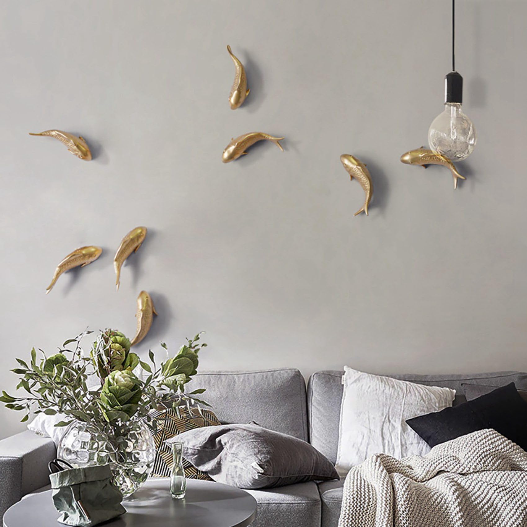 8 sztuk żywicy, karpia, złota ryba, ozdoba ścienna, ornament, osobowość, ryba, figurka do , restauracji, tło na ścianę