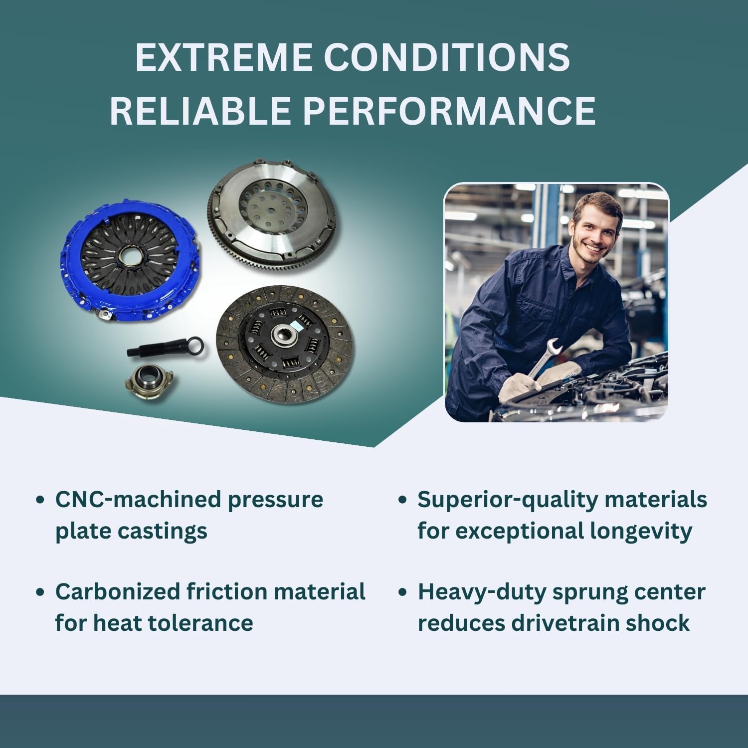 EFT Stage 2 Sprung HD Clutch Kit and Flywheel For 2003-2008 Hyundai Tiburon 2.7L V6 Engine - Performance Upgrade for Enhanced Power Handling and Durability - 12 Month Brand Warranty