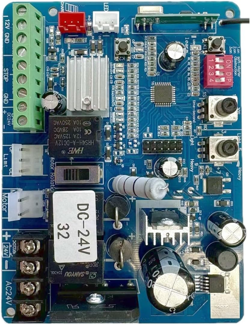 Control Board ONLY for Blütezeit DC24V Sliding Gate Openers, Replacement PCB Circuit Mother Board (24-bit/32-bit) for Electric Automatic Slide Gate Motor (Confirm Version Before Purchase)