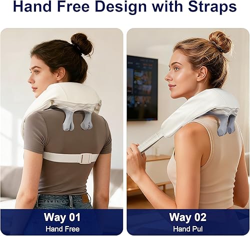 Miniatura 6 de IeBilif Masajeador inalámbrico de cuello y hombros con calor, amasado de 10 cabezas, almohada masajeadora Shiatsu para cuello, hombros, espalda,