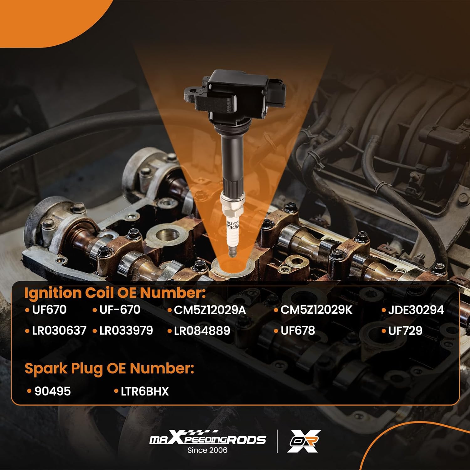 maXpeedingrods UF670 Set of 4 Ignition Coil Pack and Iridium Spark Plugs Fit for Land Rover Lincoln Ford 2.0L 2.3LL4 2012-2020, for Jaguar XE XF, Ignition Coil Kit Replaces UF-670